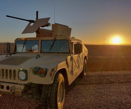 A Humvee as dawn breaks during filming of Baghdad Central